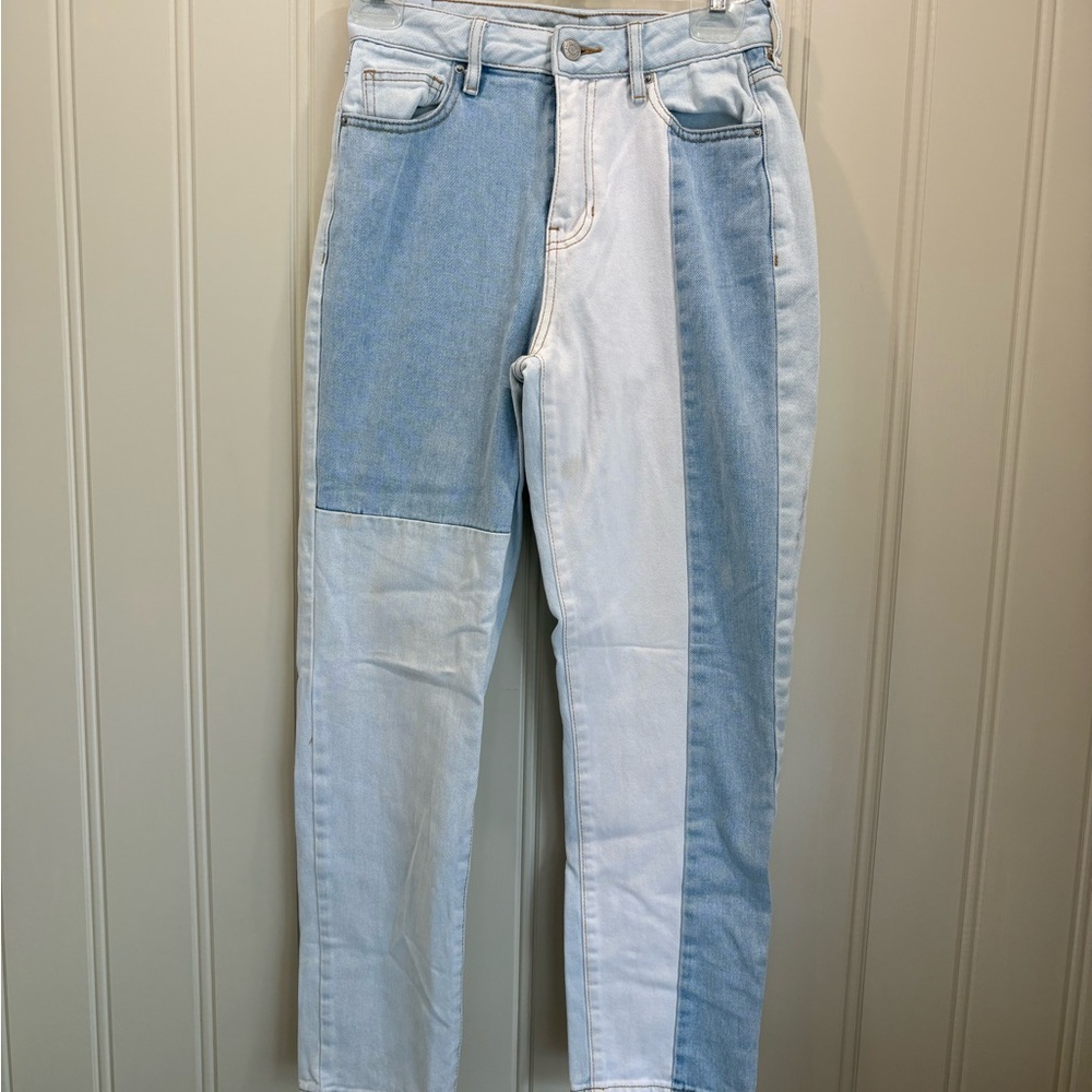 PacSun Two-Tone Blue and White Cropped Jeans